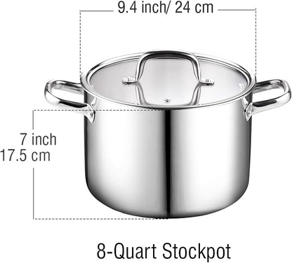 Cook N Home Stainless Steel Stockpot 8 Quart, Tri-Ply Clad Soup Pot - Image 3
