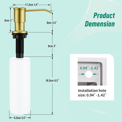 CREA Brushed Gold Kitchen Soap Dispenser Countertop Soap Dispenser - Image 5