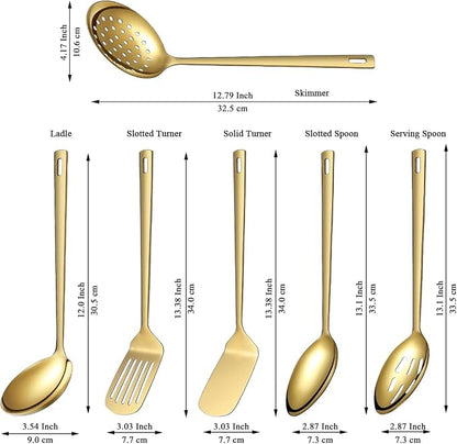 Evanda Gold Kitchen Utensils Set 6pcs, Titanium Plating Stainless Steel Cooking - Image 2