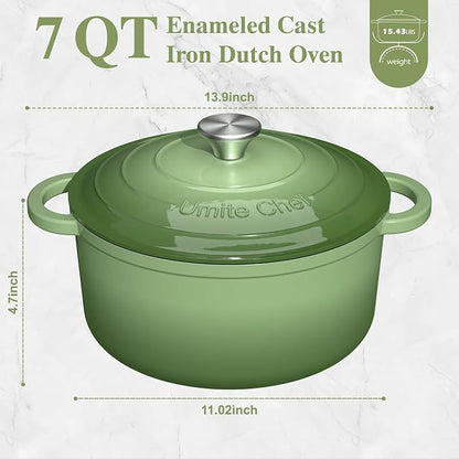 Umite Chef Enameled Cast Iron Dutch Oven-7QT Pot - Image 2