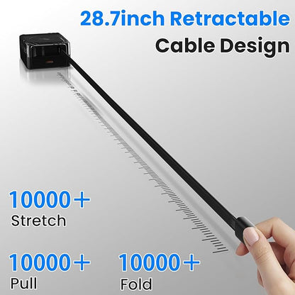 Nillkin FlexLine 65W for Retractable Wall Charger(GaN6), Dual-Port with 28.7in Retractable USB C Cable + 39.3in USB C Cable(Extra), iPhone Charger, MacBook, iPad, Samsung, Fast Charger - Black