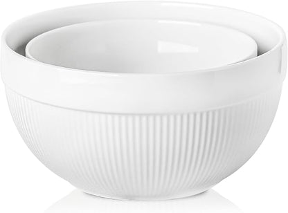 Ceramic Large Mixing Bowls for Kitchen, Dough Bread Making Bowl, 10 inch + 8 by TEAKISS