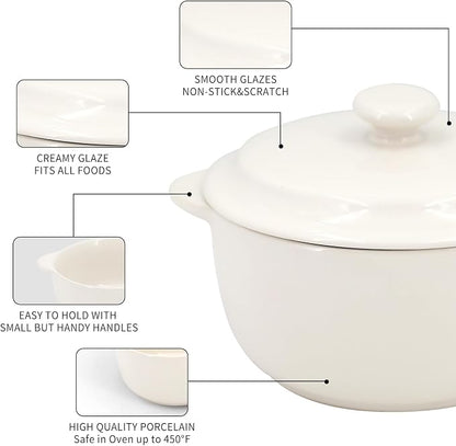 4-Pack Ceramic Mini Cocotte Set, 10 Oz Stoneware Casserole Dishes - Image 7