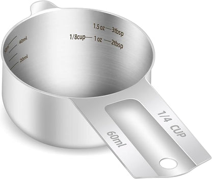 1PCS 1/4Cup Single Measuring Cup, Etched Inner Scale Stainless Steel Measure by BERYLER