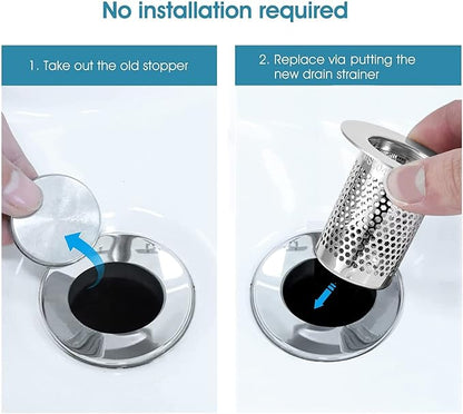 Hair Catcher Shower Drain, Bathtub Drain Cover, Deep Stainless Steel Sink - Image 3