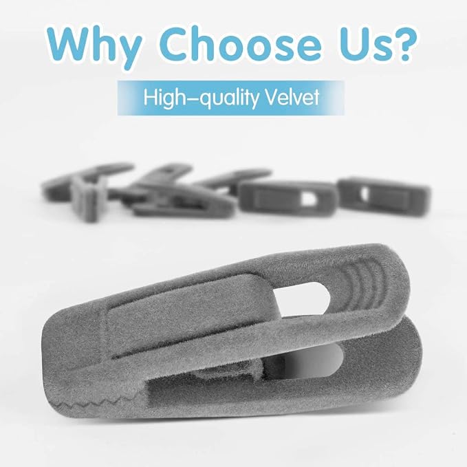 Grey Velvet Hanger Clips - Image 2