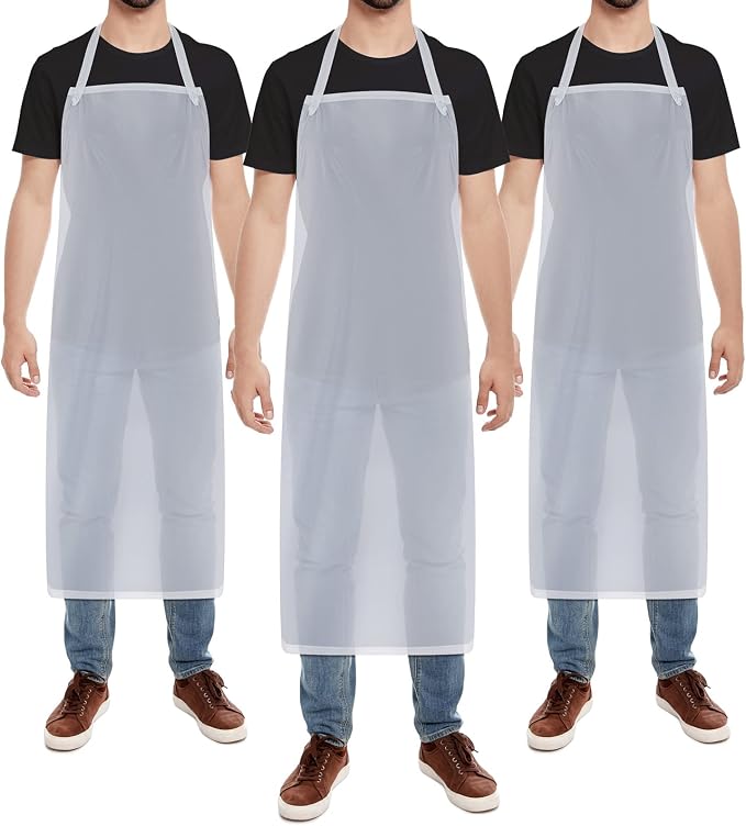 Hercicy 3 Pcs Heavy Duty Waterproof Aprons 47" PVC Vinyl Aprons Transparent by Hercicy