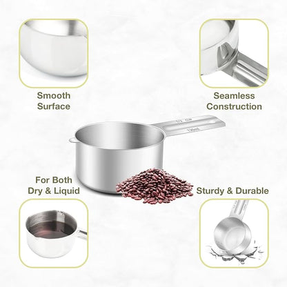 1PCS 1/2Cup Single Measuring Cup, Etched Inner Scale Stainless Steel Measure - Image 5