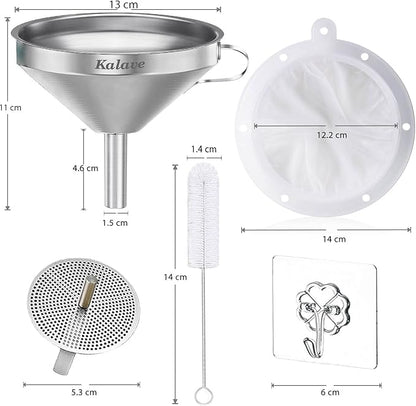 KALAVE Premium Stainless Steel Funnel, 5 Inch Food Grade Kitchen Funnels - Image 2