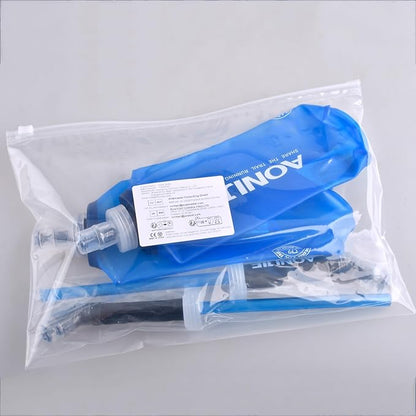 TRIWONDER Collapsible Water Bottles TPU Soft Flask Running Bottles BPA-Free Sports Flasks for Hiking Climbing Camping (500ml/16.91oz with Straws - Pack of 2)