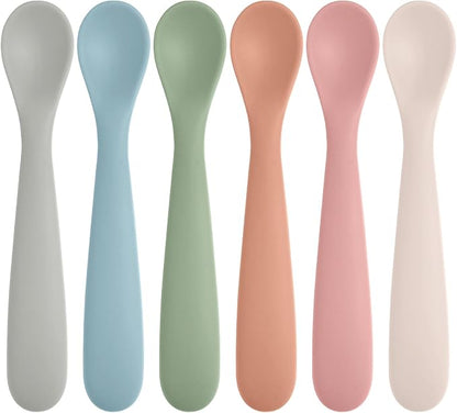 Eascrozn 6 Pack Silicone Baby Spoons, Baby Spoons Self Feeding 6 Months+ by Eascrozn