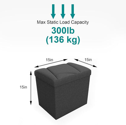 Folding Storage Ottoman Bench, 15 Inches End of Bed Bench, Folding Ottoman - Image 3