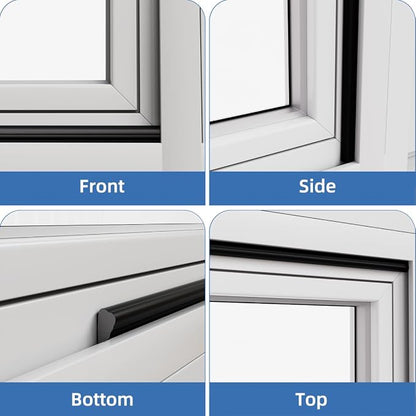 Wedge-Shape Window Weather Stripping Door Frame Seal Strip 2Pcs×196" Black - Image 8