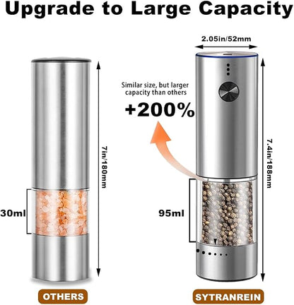 Rechargeable Electric Salt and Pepper Grinder Set, Upgraded Larger Capacity - Image 4