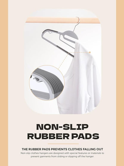 HOUSE DAY Grey Plastic Hangers 50 Pack, Slim Space Saving, Non Slip Hangers - Image 6