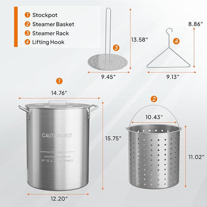 Bonnlo 30QT Aluminum Stock Pot for Boiling Seafood, Crawfish & Crab, Frying - Image 6