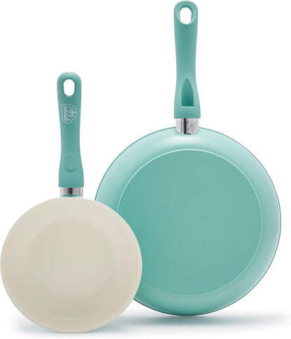 GreenLife Non Stick Fry Pan Set, Non-Toxic PFAS-Free Ceramic Skillets, by GreenLife
