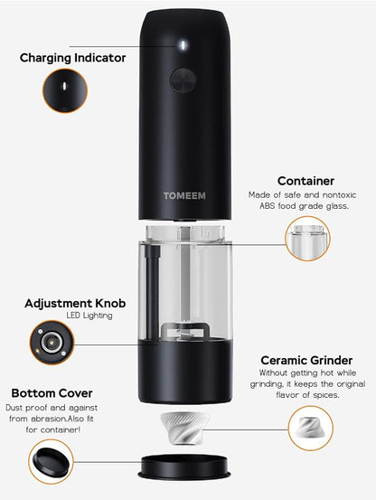 TOMEEM Electric Salt and Pepper Grinder Set - Image 8