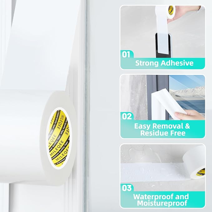 Window Weather Stripping Door Seal Tape White, 1.18in x 164FT, Automotive - Image 4
