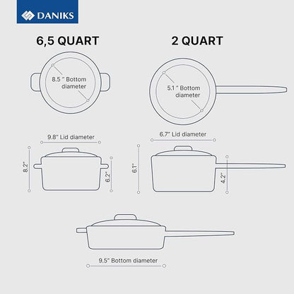 Daniks Classic 12-Piece Stainless Steel Cookware Set - Image 5