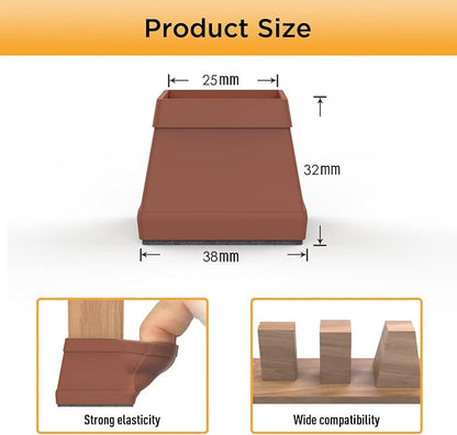 16 PCS Square Chair Leg Floor Protector, Silicone Chair Leg Cover, Furniture - Image 3
