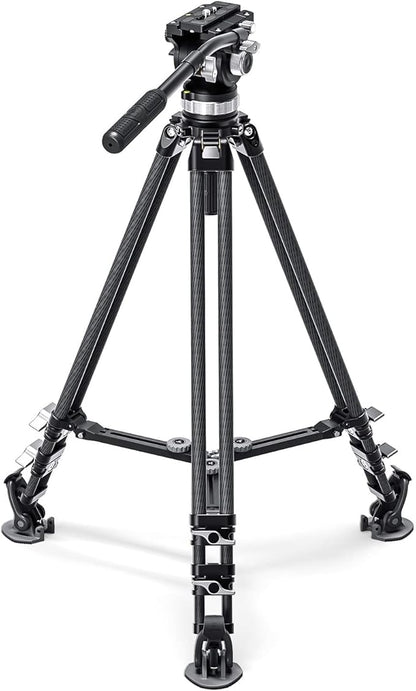 Leofoto LVC-193C Carbon Fiber Twin Leg Video Tripod+BV-15 Fluid Head