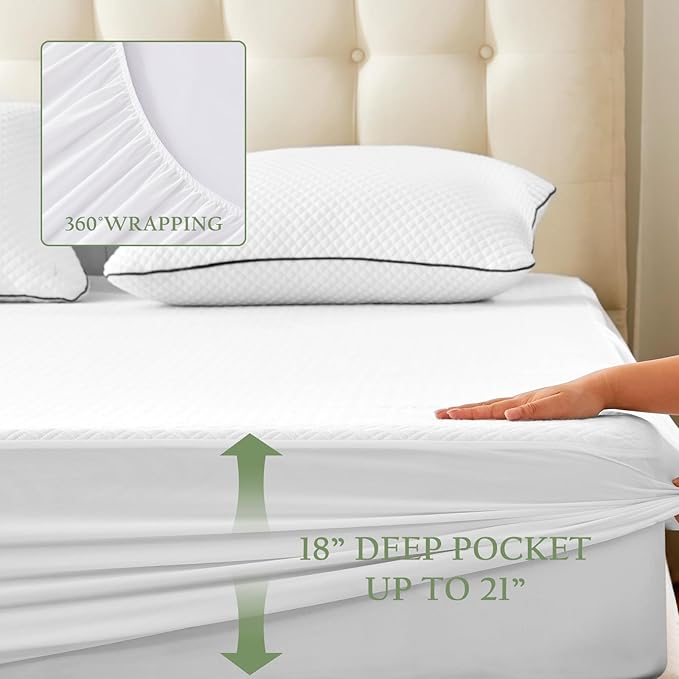100% Waterproof Twin Mattress Protector, Breathable Bamboo Rayon Mattress Cover - Image 6