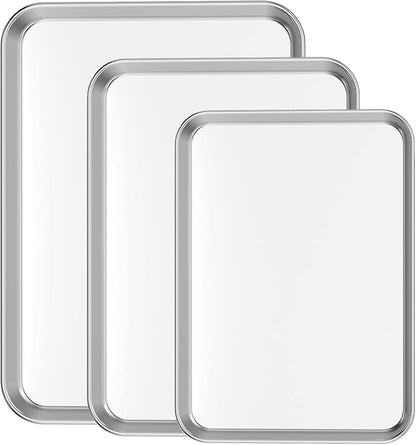 Cookie Sheet Baking Sheet Set of 3, Bastwe Commercial Grade Stainless Steel by BASTWE