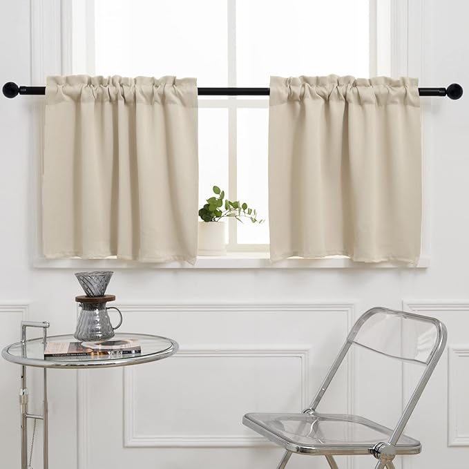 Pickluc Cafe Curtain 30 Inches Length, Rod Pocket Kitchen Curtain, Short by PICKLUC