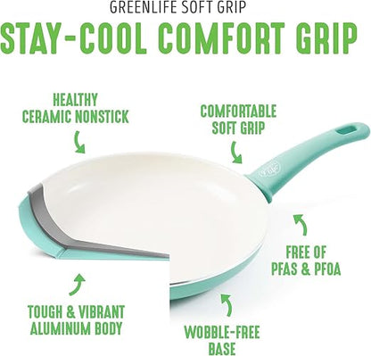 GreenLife Nonstick 8" Frying Pan Skillet, Non-Toxic PFAS-Free Ceramic Nonstick - Image 3
