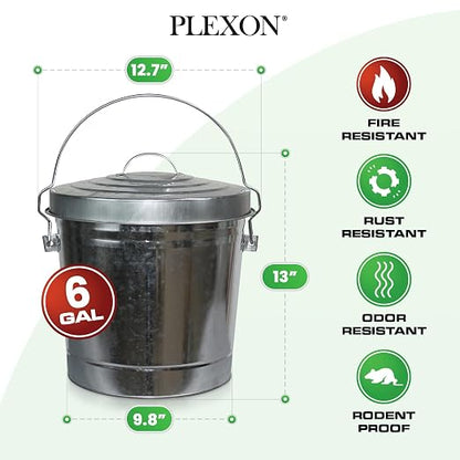 Plexon 6 Gallon Small Metal Trash Can - Image 2