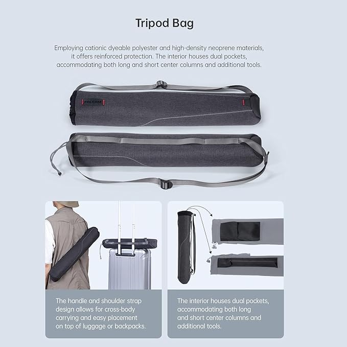 Falcam TreeRoot F38 Pro Carbon Fiber Tripod, 61" Quick Lock Travel Tripod with 360° Ball Head, 5kg Load, F22 Interfaces, 1/4" Screw, Carry Strap Holes for DSLR, Mirrorless, and Video Cameras