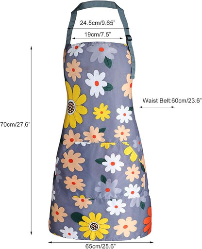 Apron for Women with Pockets, Adjustable Waterproof Floral Chef Aprons for - Image 3