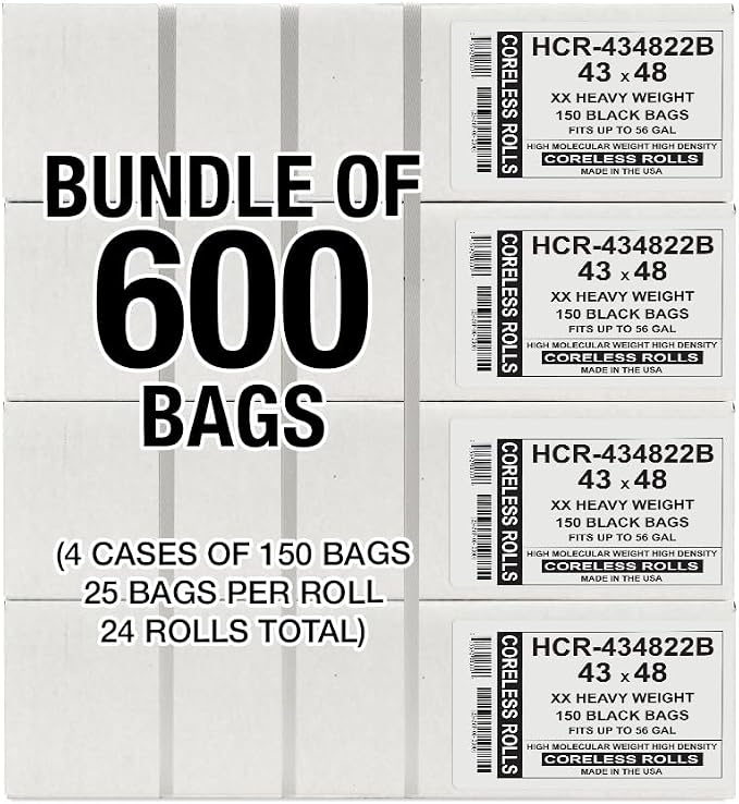 Aluf Plastics High Density Trash Bags, 56 Gallon, 22 Micron, - Image 2