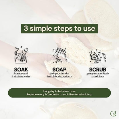 Chill Ah Green Glow All Natural Exfoliator Dual Sided Loofah Bath Sponge Set – - Image 7