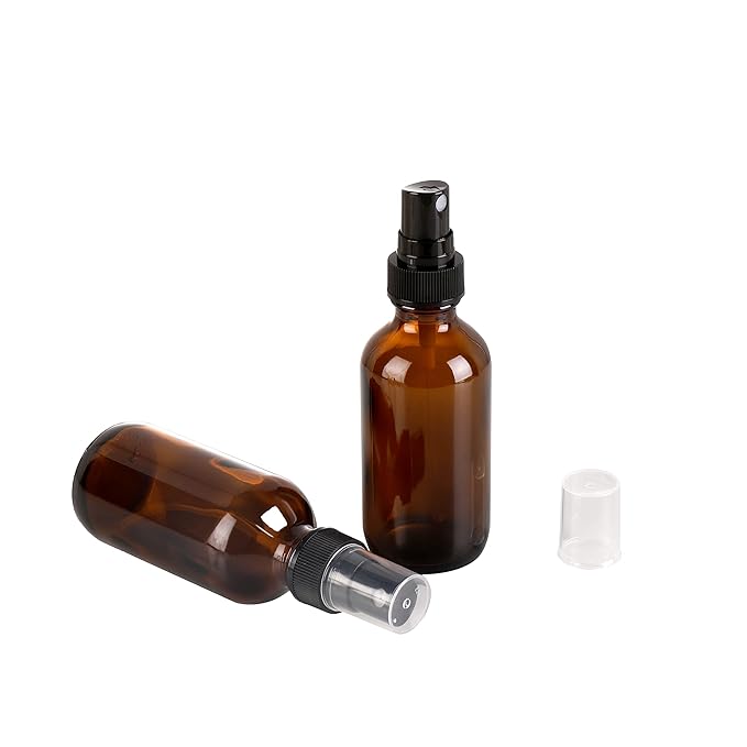 Amber Glass Small Spray Bottle 2 oz 48 Packs,Fine Mist Sprayer Small Clear Bottles,Refillable Containers mini spray bottles for Cleaning Solutions and Skin Care (Amber 48pcs)