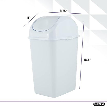 Superio Medium Trash Can with Lid 4.5 Gallon Plastic Swing Top Garbage Can Slim - Image 2