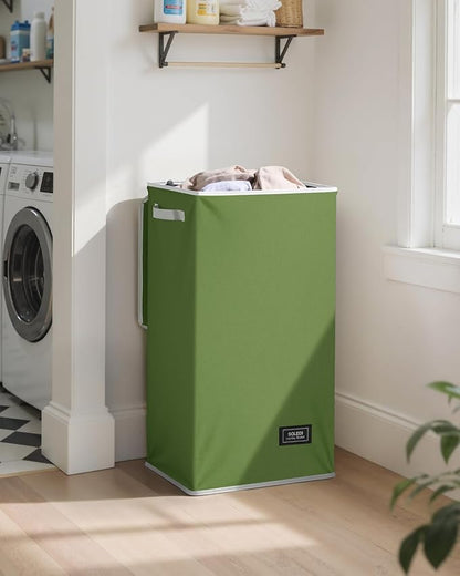 SOLEDI Laundry Hamper with Lid 100L Large & Tall Collapsible Laundry Basket, Clothes Hamper with Bag Removable Easy to Carry, Dirty Hampers for Bedroom, Bathroom, Dorm, College, Dark Green