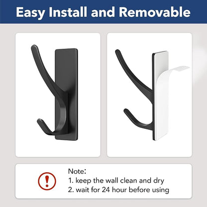 Self Adhesive Coat Hooks for Hanging, Heavy Duty Stainless Double Wall Hook for - Image 4