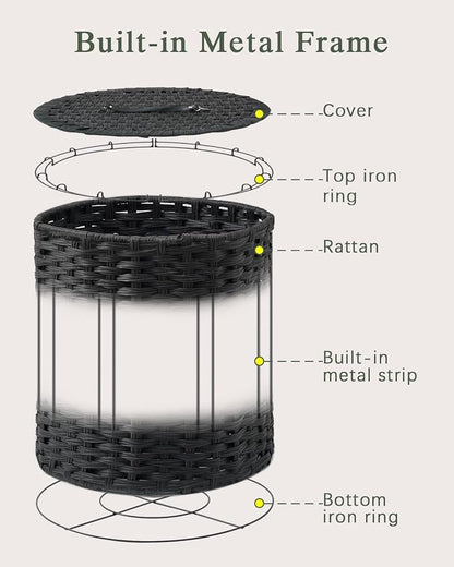 Laundry Hamper with Lid Wicker Laundry Hamper Round 26.5 Gal Laundry Basket - Image 8