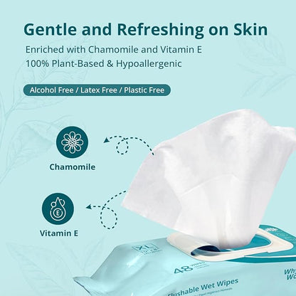 WhyWorry Flushable Wipes for Adults, Extra Large 8"x10" Butt Wipes for Personal - Image 4