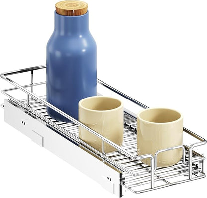 ROOMTEC Pull Out Cabinet Organizer, 1 Tier Black, Kitchen Cabinet Organizers by ROOMTEC