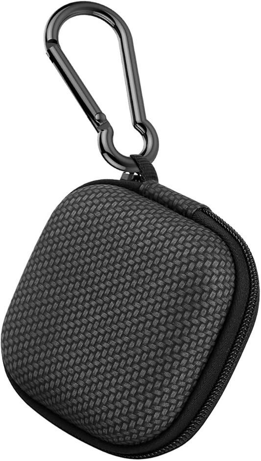 Earbud Case Hard EVA Earphone Carrying Case Cell Phone Accessories Storage Bag with Carabiner for Airpods Headset Earphone Flash Drive Charging Cable Key Wall Charger USB Adapter Cable (Black 1Pack)