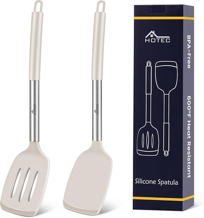 HOTEC Silicone Spatula Set of 2 Heat-Resistant 600°F & BPA-Free Kitchen by Hotec