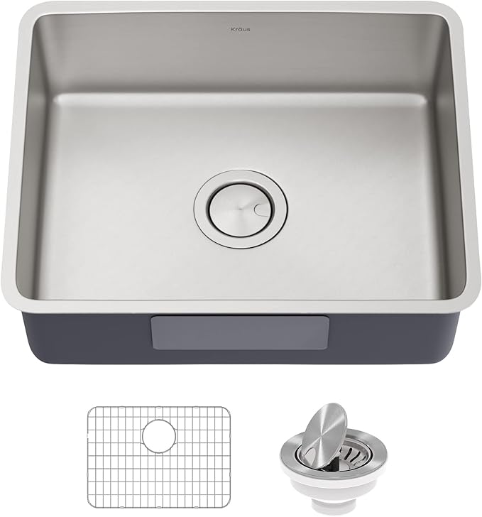 KRAUS Dex 21-inch Undermount 16 Gauge Stainless Steel Single Bowl Kitchen Sink, KA1US21B