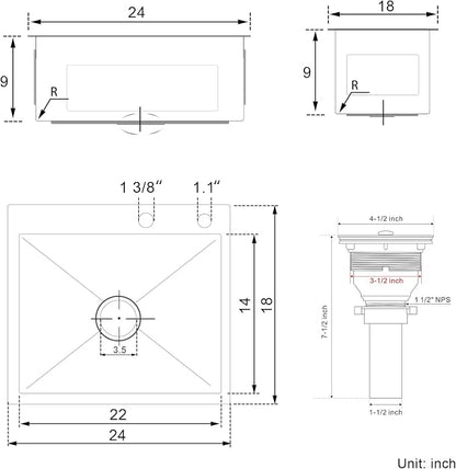 24x18 Inch Kitchen Sink Drop In, Premium T-304 Grade Stainless Steel Sink - Image 7