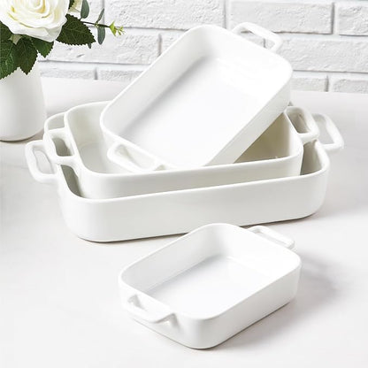 ONEMORE Casserole Dishes for Oven, 9.5"x15.4" Baking Dishes Set of 4, Ceramic by ONEMORECeramics