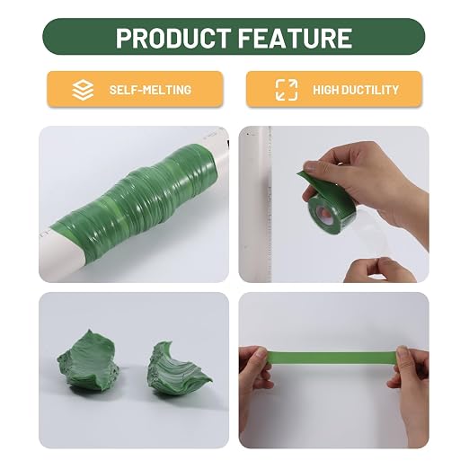 Self Fusing Silicone Tape 2 Rolls 1 in x 10' Green Waterproof Rescue Tape - Image 4