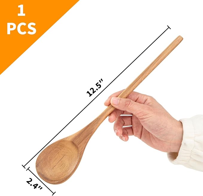 Wooden Spoonsfor Cooking 1PCS Acacia Wood Spoon 12.6" Wooden Utensils - Image 2