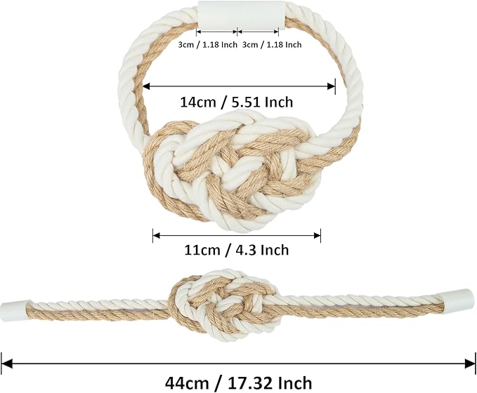 4 Pack Natural Jute Magnetic Curtain Tiebacks, Boho Rustic Style Decorative Curtain Ties Backs for Home & Office Drapery
